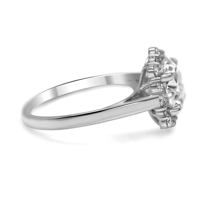 Nicoleta | Round Halo 14K White Gold Engagement Ring - Diamond Daughters, Side View