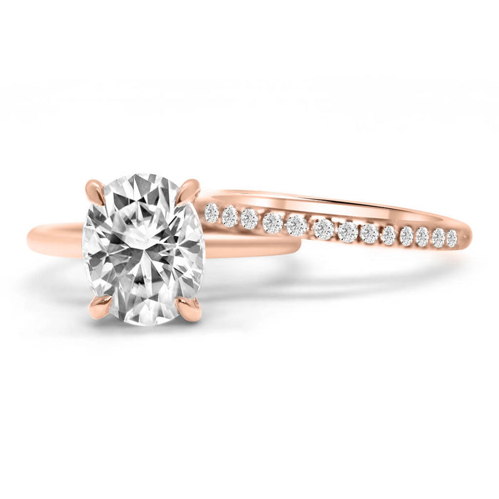Oval Moissanite Solitaire Engagement Ring Set - Diamond Daughters
