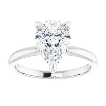 Pear Moissanite Solitaire Engagement Ring 12x8mm Around 3.5ct - Diamond Daughters