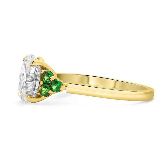 Phavady | Round 6 Accent Stone 14K Yellow Gold Engagement Ring - Diamond Daughters, Side View