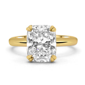 Riley | Elongated Cushion Hidden Halo Moissanite Engagement Ring - Diamond Daughters, Front View