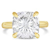 Rose | Cushion Moissanite 14k Yellow Gold Engagement Ring - Diamond Daughters, Front View