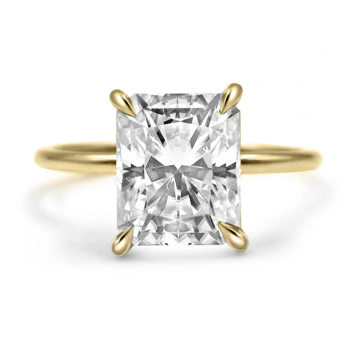 Rose | Radiant Moissanite 14k Yellow Gold Engagement Ring - Diamond Daughters, Front View