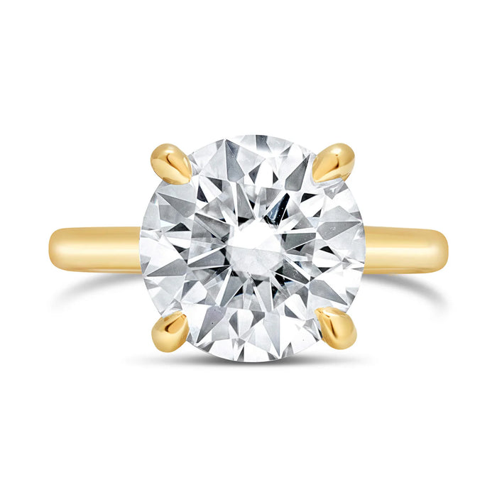 Rose | Round Moissanite 14k Yellow Gold Engagement Ring - Diamond Daughters, Front View