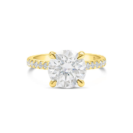 Sanji | Round Cathedral Hidden Halo Accent Stone 14K Yellow Gold Engagement Ring - Diamond Daughters, Front View