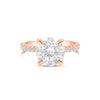 Sanji | Round Cathedral Hidden Halo Accent Stone 14K Rose Gold Engagement Ring - Diamond Daughters, Front View