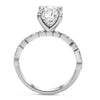 Sammy | Elongated Cushion Cut Shank Accent Stone 14K White Gold Engagement Ring - Diamond Daughters, Top View