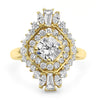 Sarah Belle| Cushion tapered baguettes, Marquee Cuts, and Round Brilliant Accent Diamonds 14K Yellow Gold  Engagement Ring - Diamond Daughters, Front View