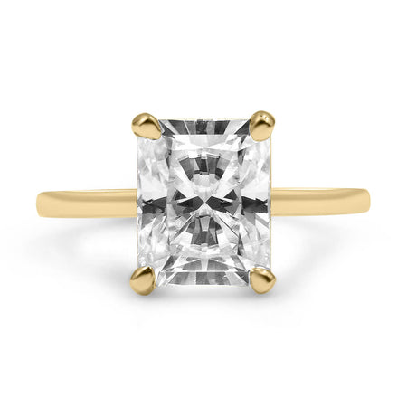 Sarah | Radiant Moissanite 14k Yellow Gold Engagement Ring - Diamond Daughters, Front View