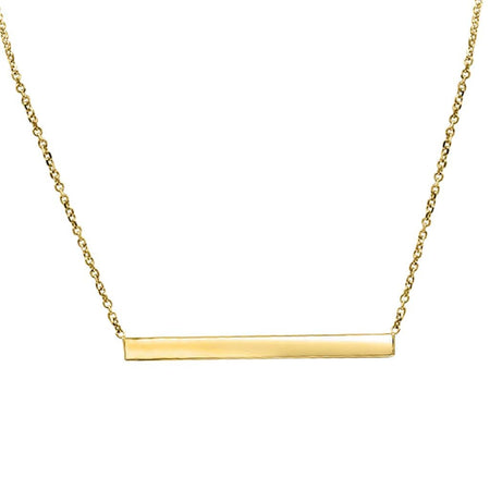 Thin Gold Bar Necklace In 14K Solid Gold - Diamond Daughters