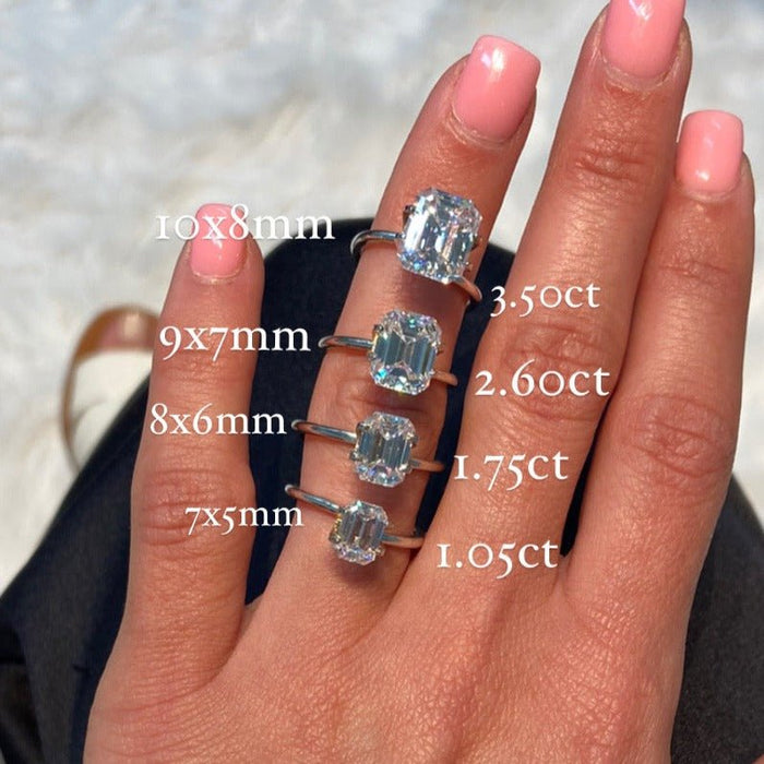 Vanessa | Emerald Moissanite Engagement Ring - Diamond Daughters