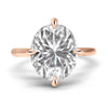 Violet | Oval Moissanite Compass Prong Hidden Halo 14k Rose Gold Engagement Ring - Diamond Daughters, Front View